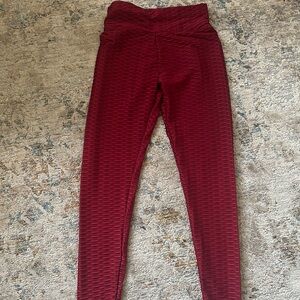 New Mix women Burgundy Textured Leggings